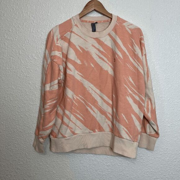 SWEATY Betty Essentials Orange Pink Striped Pullover Sweatshirt Women's Size Med - Picture 2 of 6